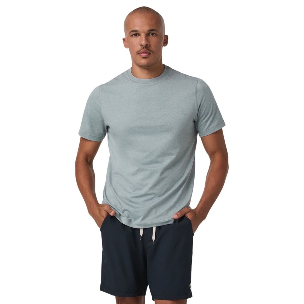 Vuori Men's Short Sleeve Ponto Performance Tee Misty Blue Heather Large